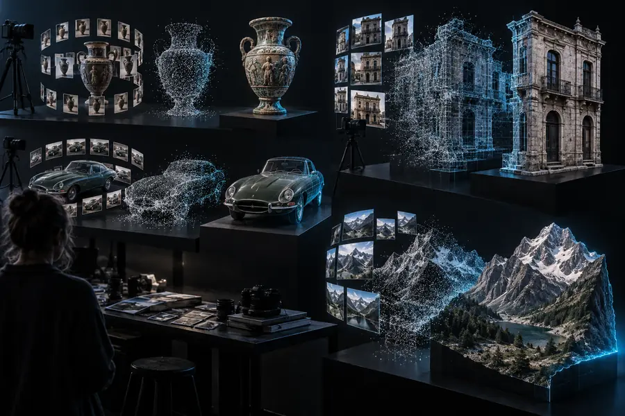 Collection of 3D reconstruction examples from captured photographs