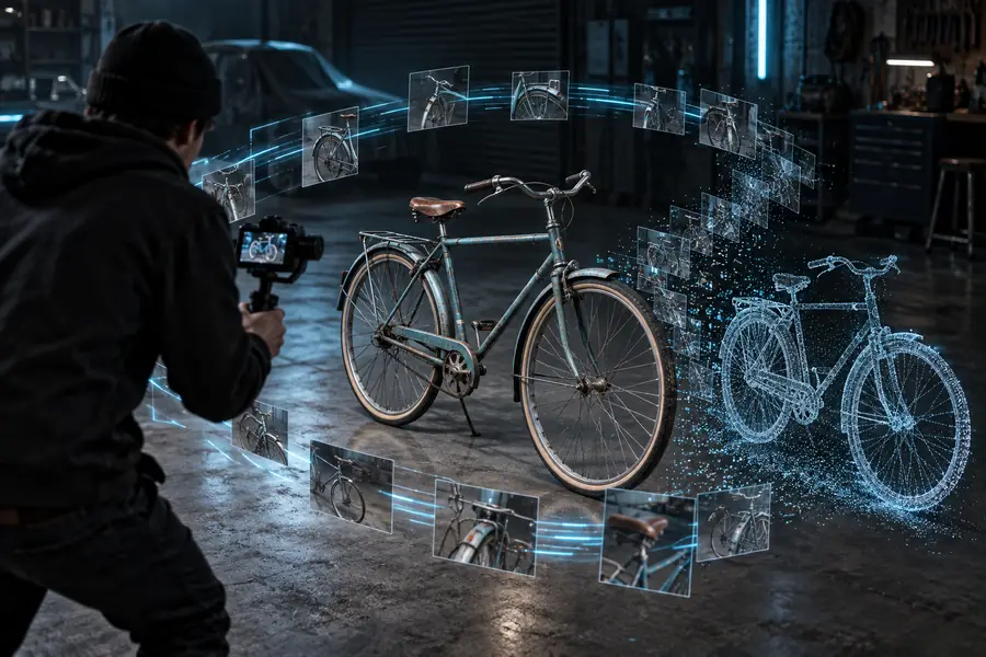Photogrammetry point cloud surrounding a reconstructed subject